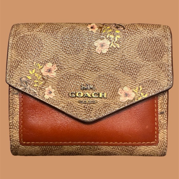 Rare COACH Signature Canvas Floral Compact Wallet - Picture 3 of 13